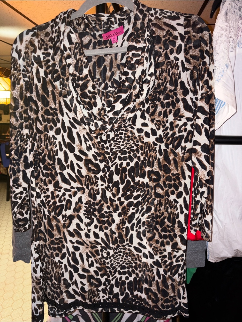 Animal Print Cowl Neck Sheet Blouse in Brown and Cream by Max & Rina